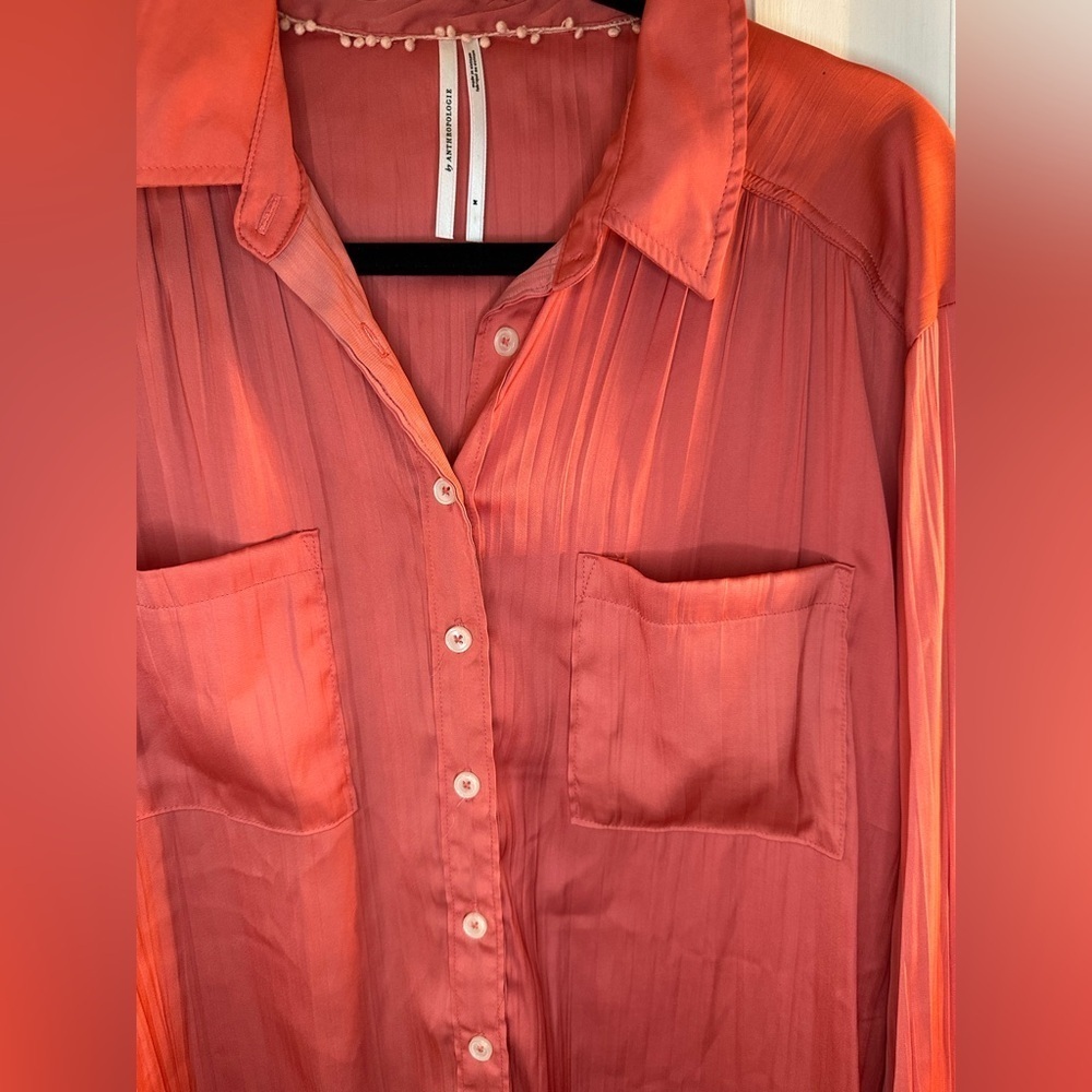 Anthropologie Relaxed Buttondown Shirt Rose Women's Size Medium - Picture 4 of 6